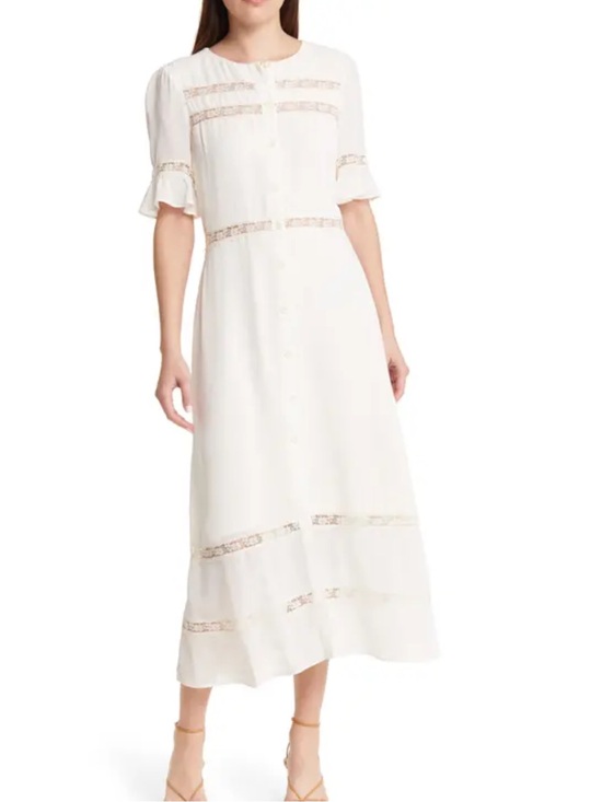 Reformation Dresses & Skirts - Reformation Cream Lace-Trim Button Front Dress